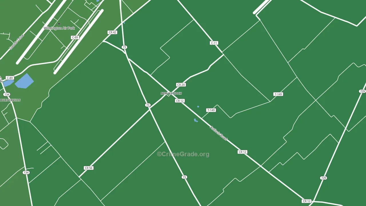 New Antioch, OH Map of Vehicle Theft Rates