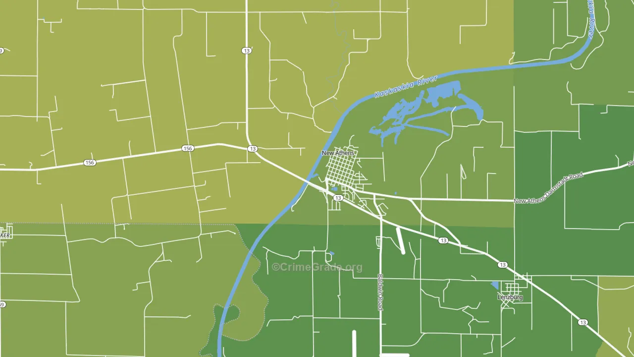 New Athens, IL Map of Vehicle Theft Rates