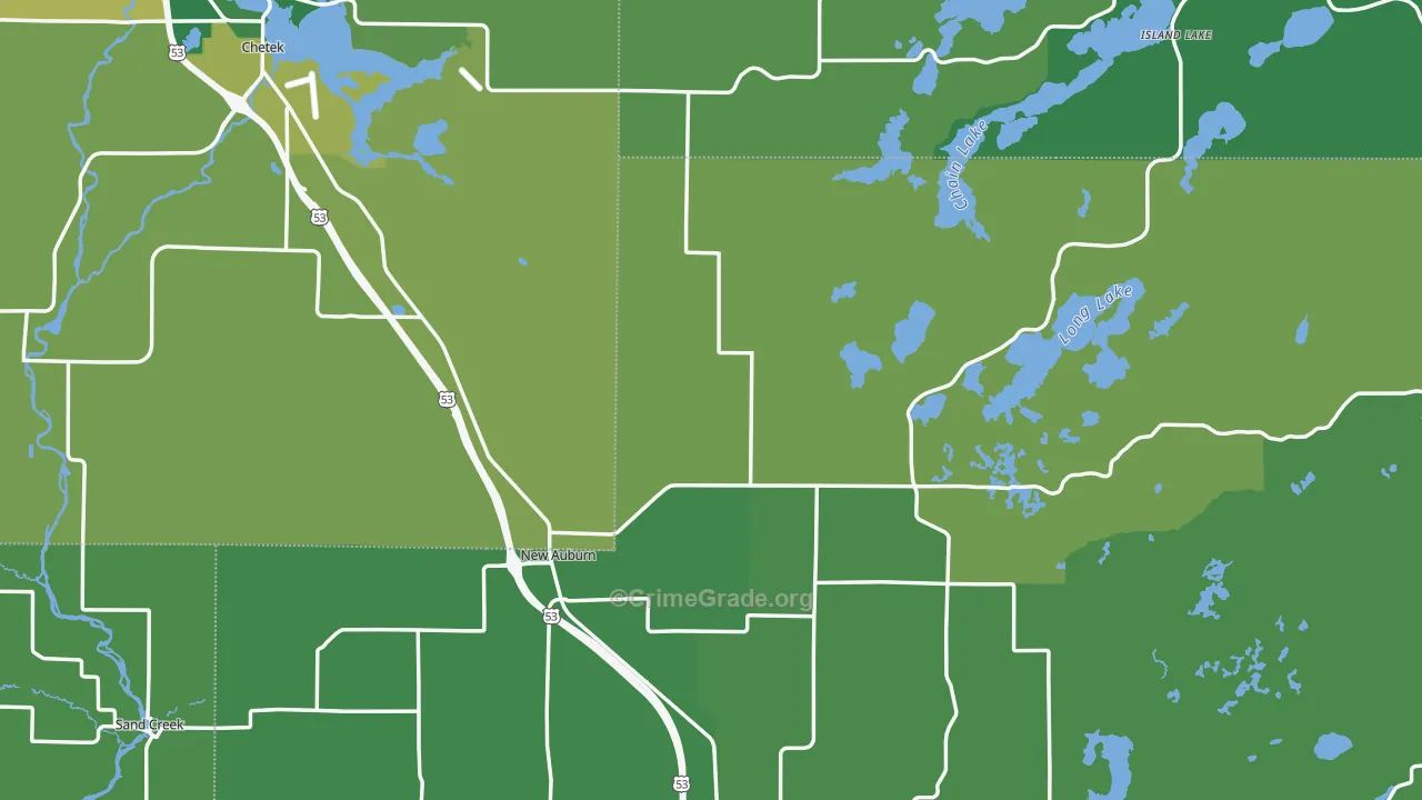 New Auburn, WI Map of Vehicle Theft Rates