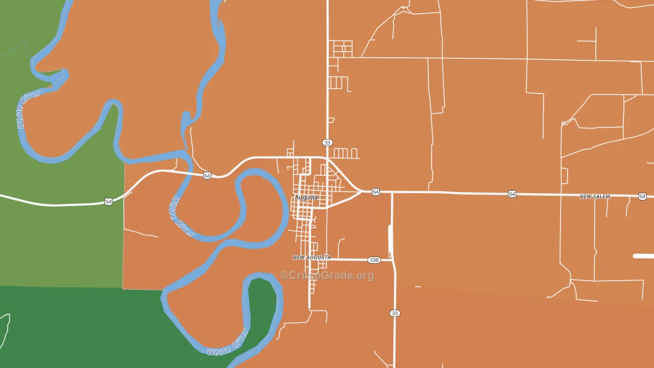 New Augusta, AR Map of Vehicle Theft Rates