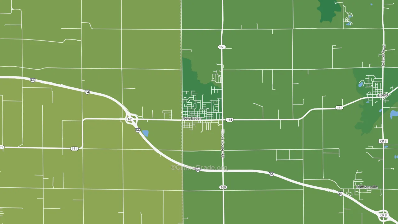 New Baden, IL Map of Vehicle Theft Rates