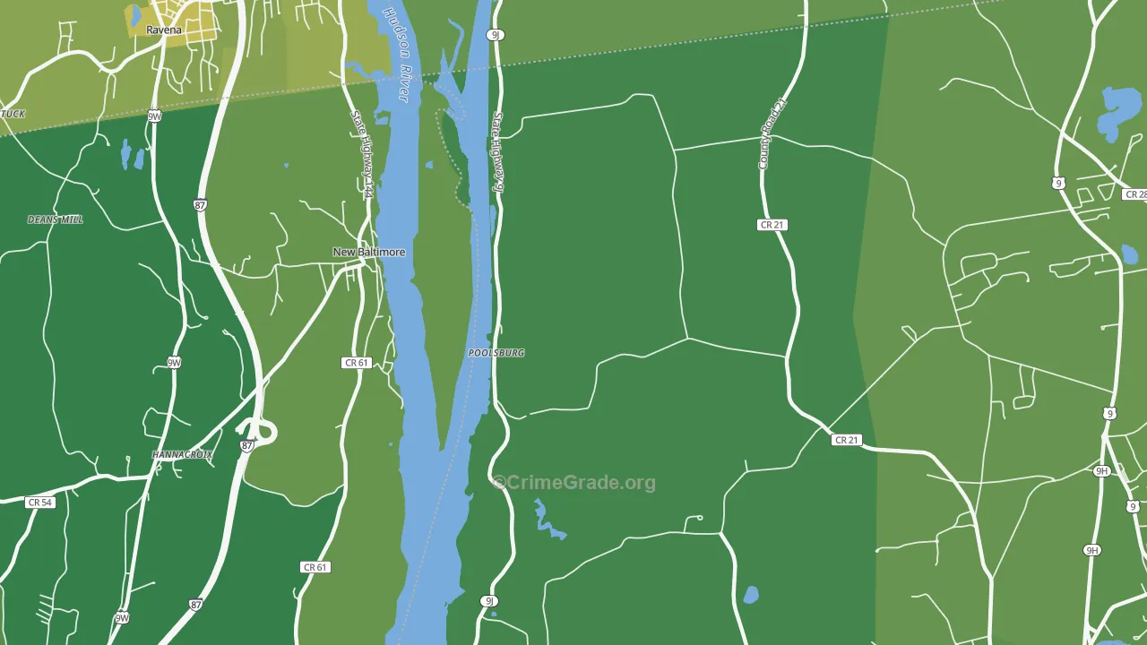 New Baltimore, NY Map of Vehicle Theft Rates
