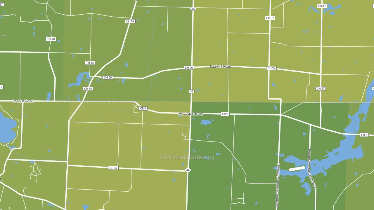 New Baltimore, OH Map of Vehicle Theft Rates