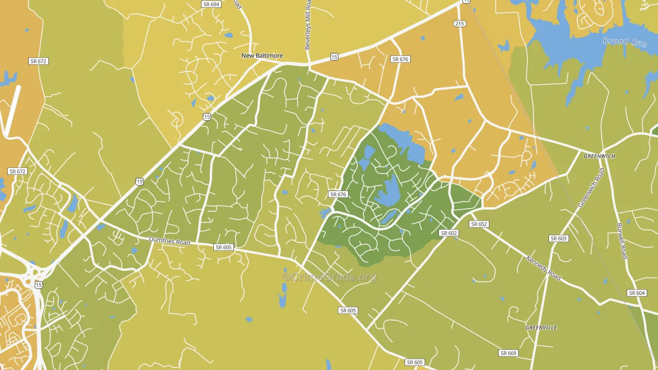 New Baltimore, VA Map of Vehicle Theft Rates