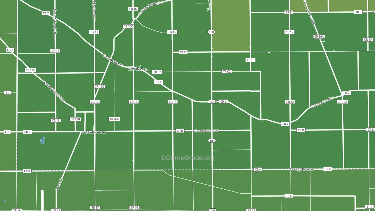 New Bavaria, OH Map of Vehicle Theft Rates