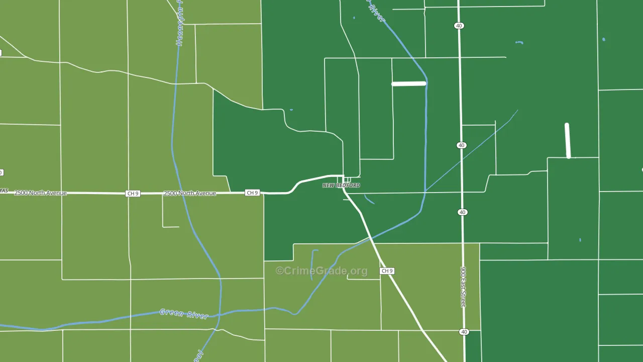 New Bedford, IL Map of Vehicle Theft Rates