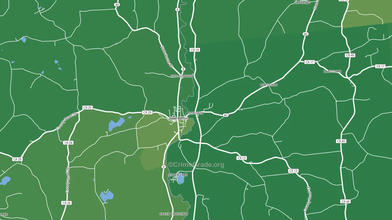 New Berlin, NY Map of Vehicle Theft Rates