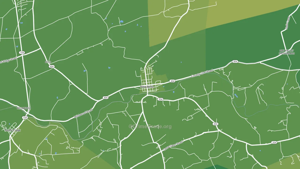 New Berlin, PA Map of Vehicle Theft Rates