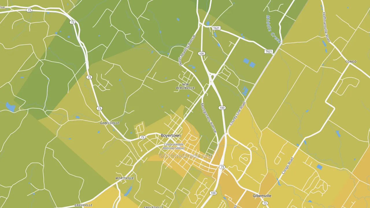 New Berlinville, PA Map of Vehicle Theft Rates