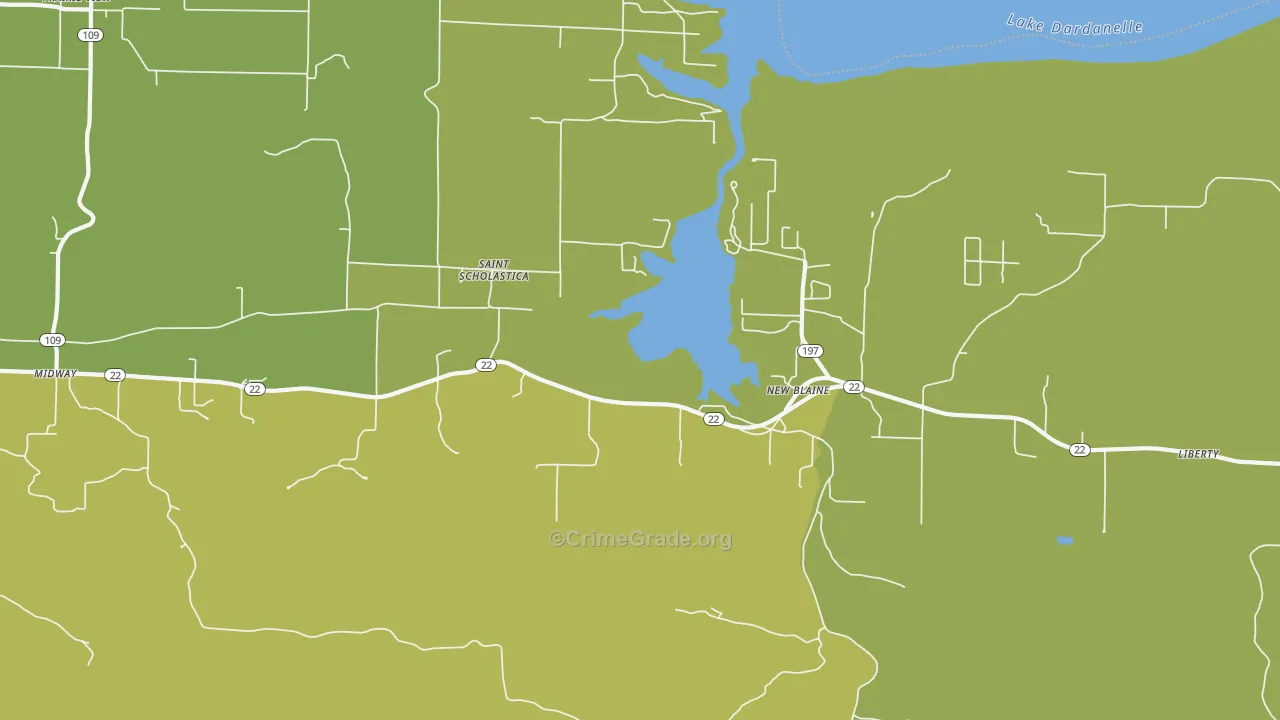 New Blaine, AR Map of Vehicle Theft Rates