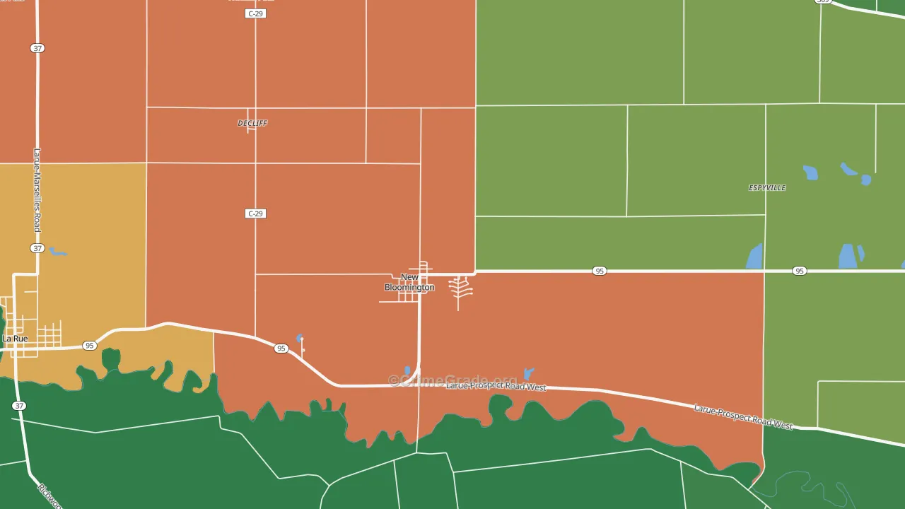 New Bloomington, OH Map of Vehicle Theft Rates