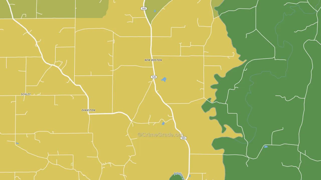New Boston, IN Map of Vehicle Theft Rates