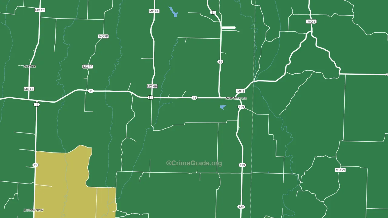 New Boston, MO Map of Vehicle Theft Rates