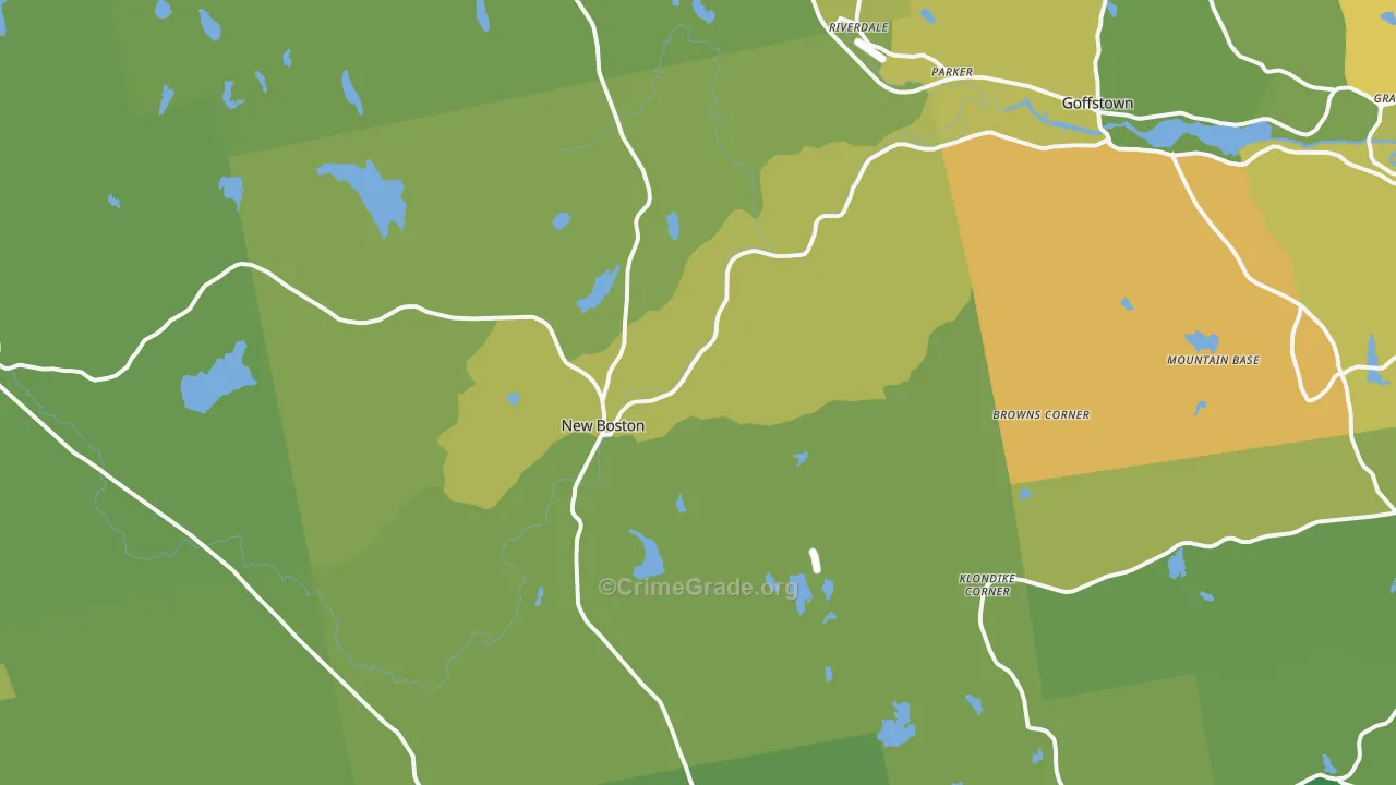 New Boston, NH Map of Vehicle Theft Rates