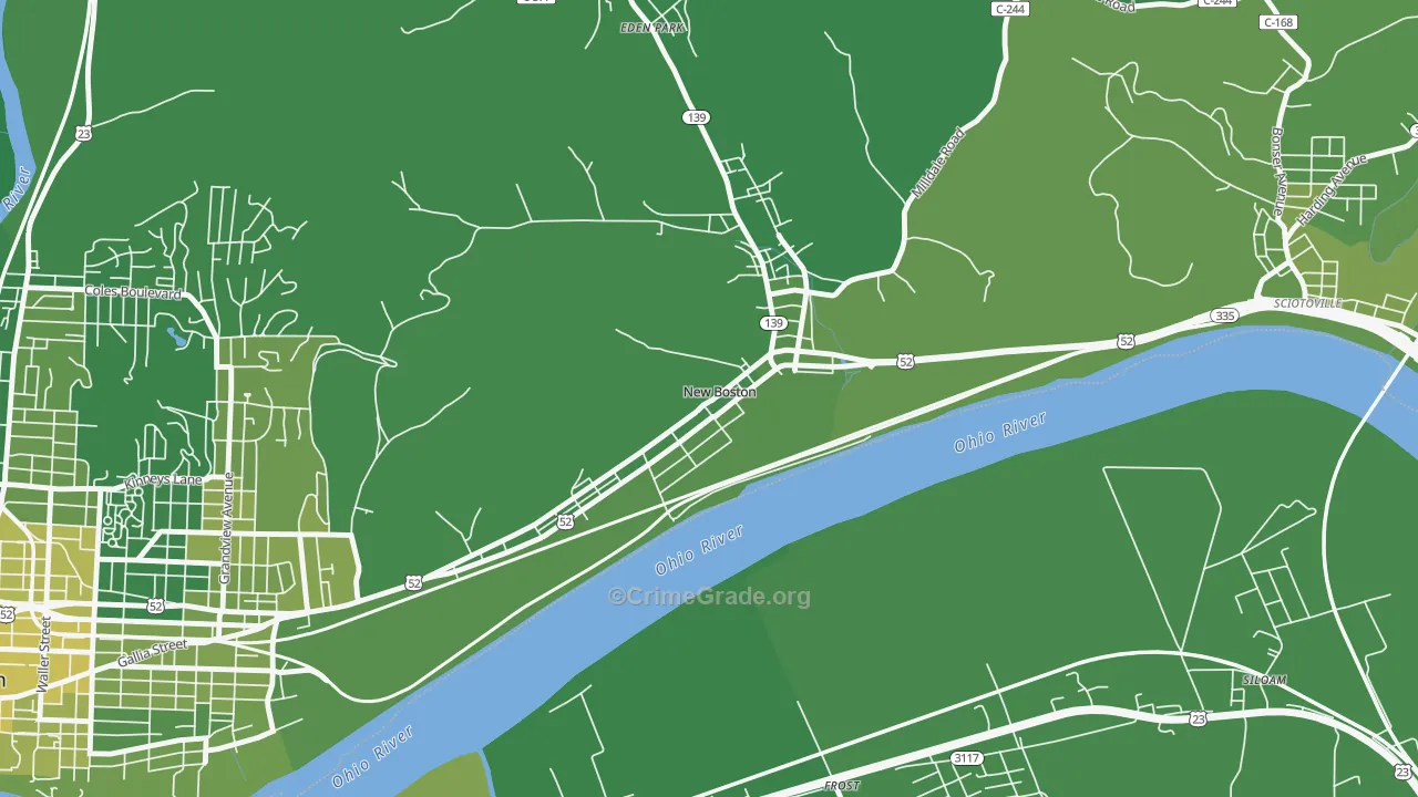 New Boston, OH Map of Vehicle Theft Rates