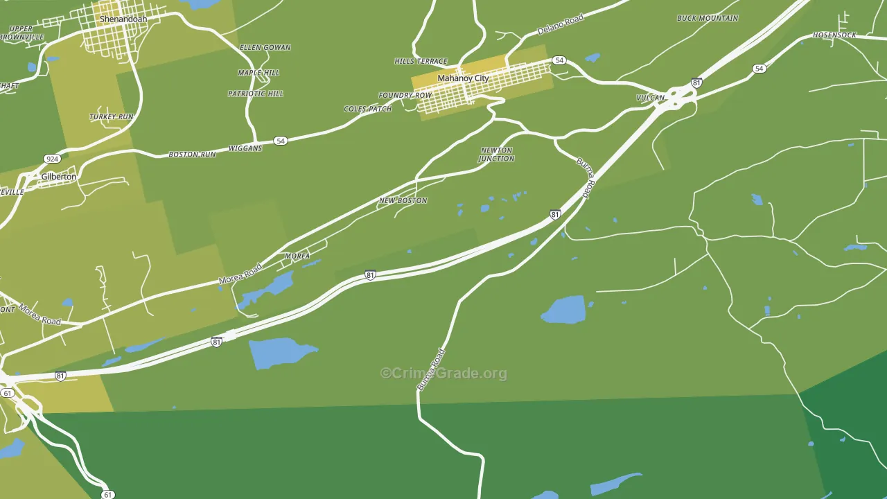 New Boston, PA Map of Vehicle Theft Rates