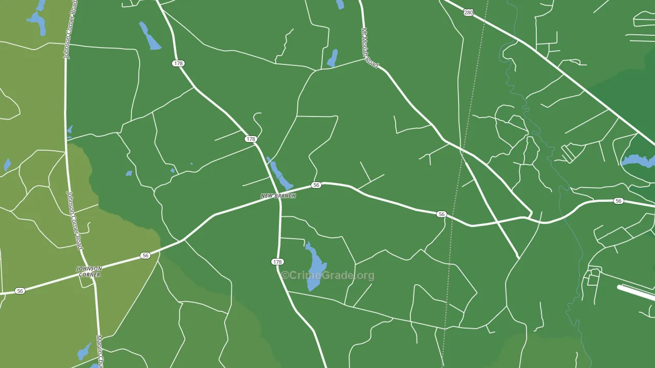 New Branch, GA Map of Vehicle Theft Rates
