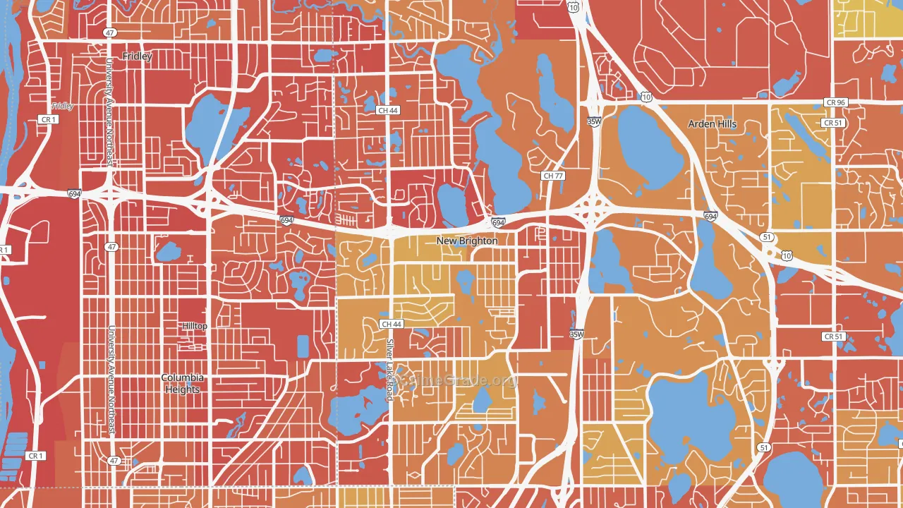 New Brighton, MN Map of Vehicle Theft Rates
