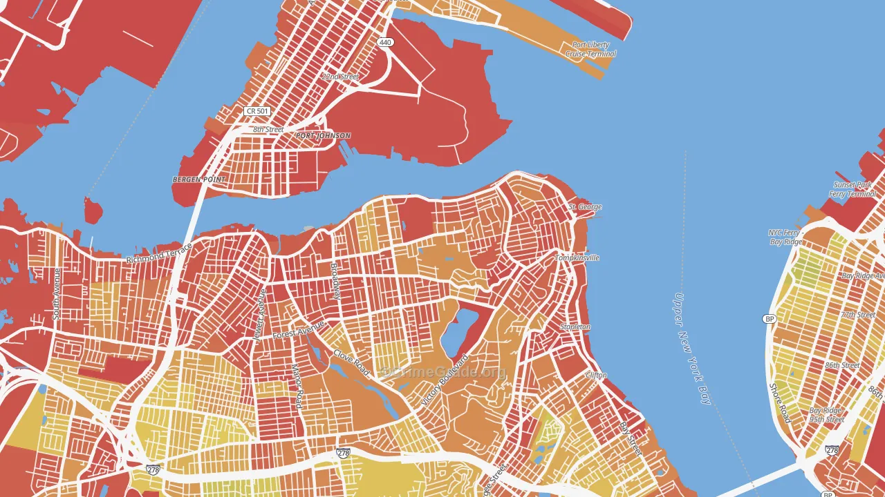 New Brighton, Staten Island, NY Map of Vehicle Theft Rates
