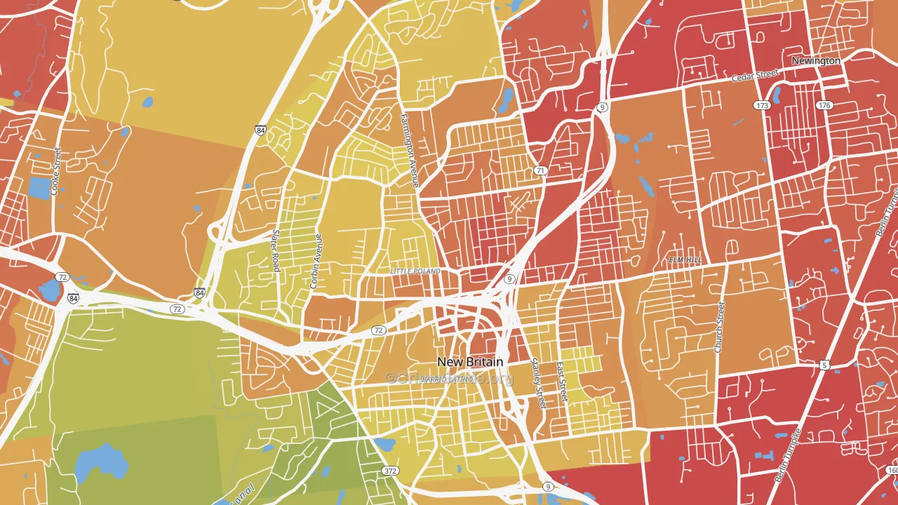 New Britain, CT Map of Vehicle Theft Rates