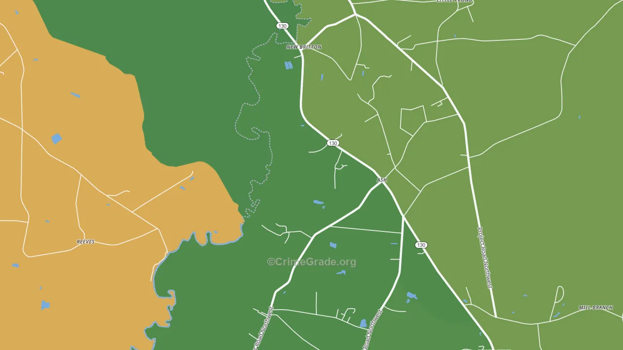 New Britton, NC Map of Vehicle Theft Rates