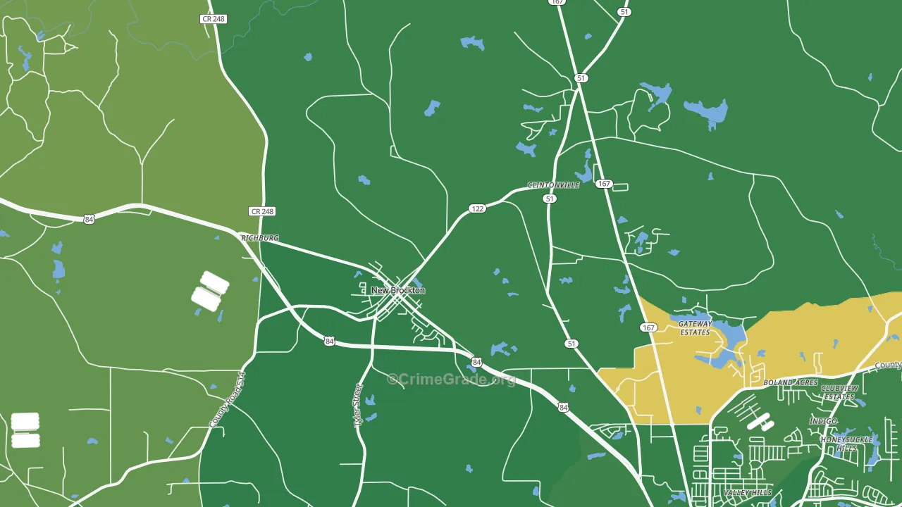 New Brockton, AL Map of Vehicle Theft Rates