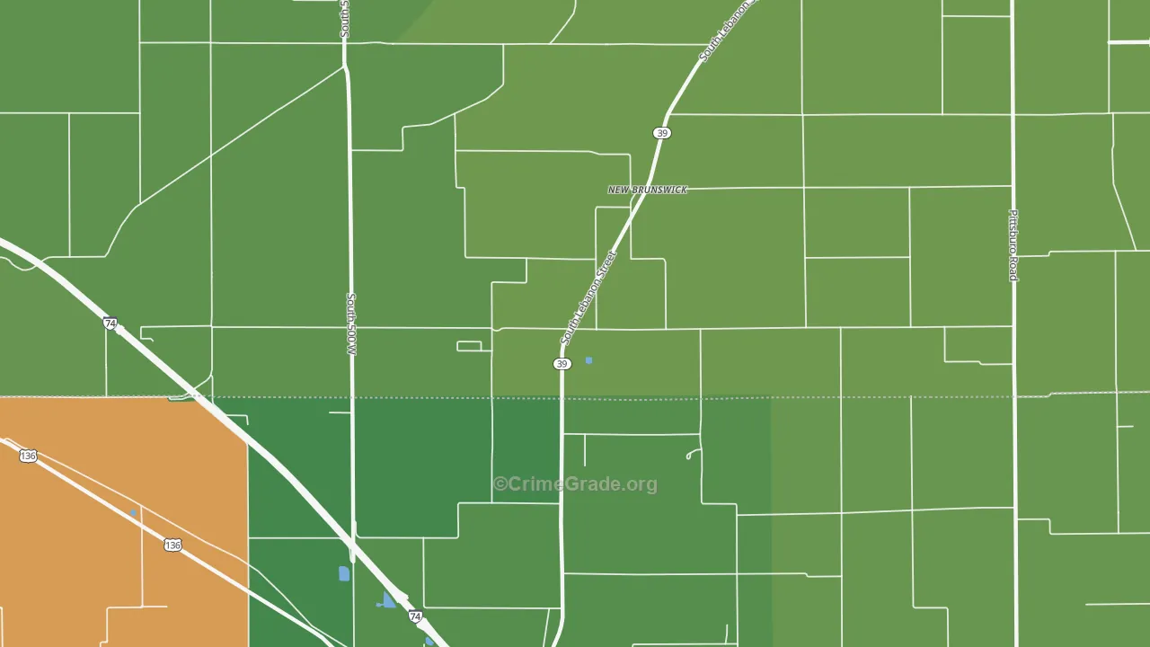 New Brunswick, IN Map of Vehicle Theft Rates