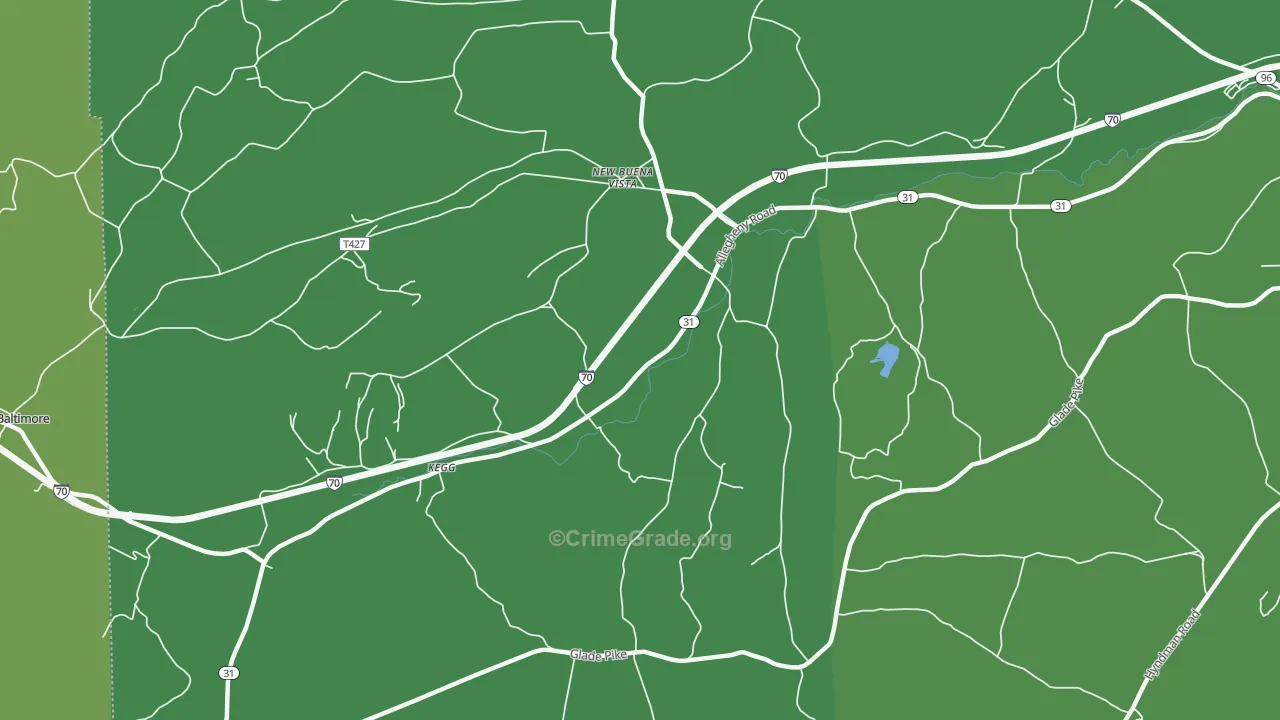 New Buena Vista, PA Map of Vehicle Theft Rates