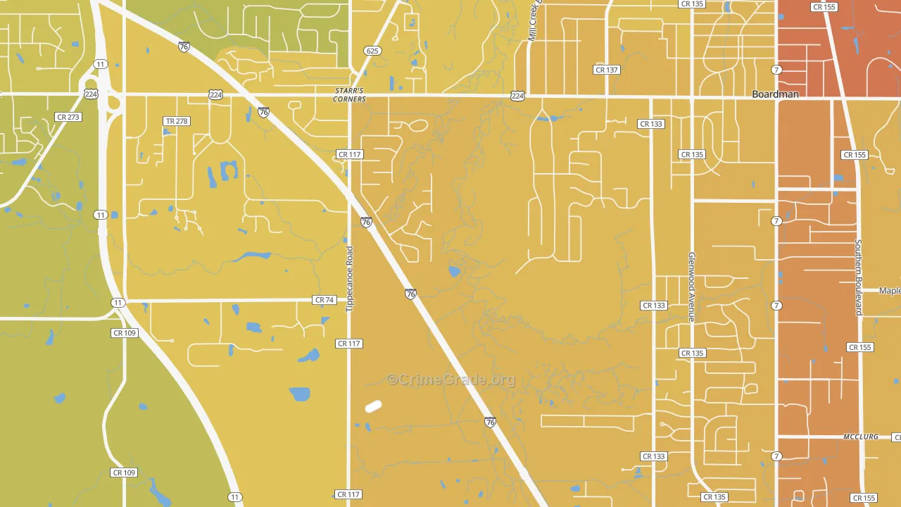 New Buffalo, OH Map of Vehicle Theft Rates