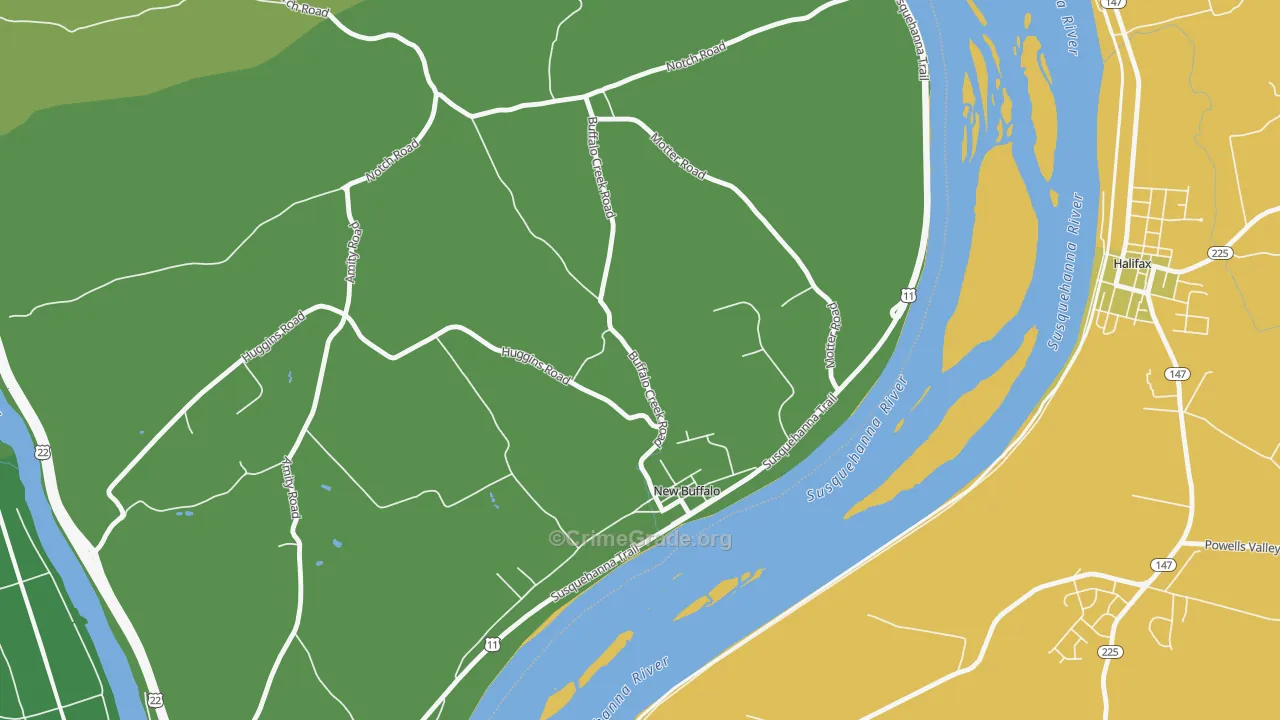 New Buffalo, PA Map of Vehicle Theft Rates