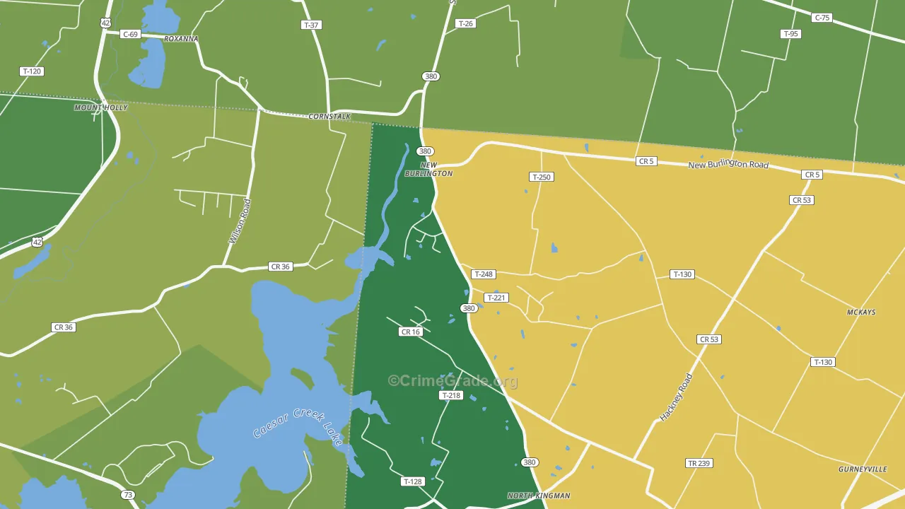 New Burlington, OH Map of Vehicle Theft Rates