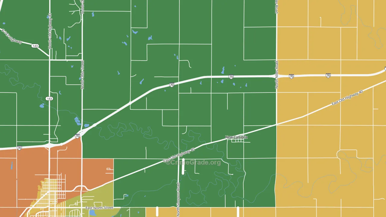 New Cambria, KS Map of Vehicle Theft Rates