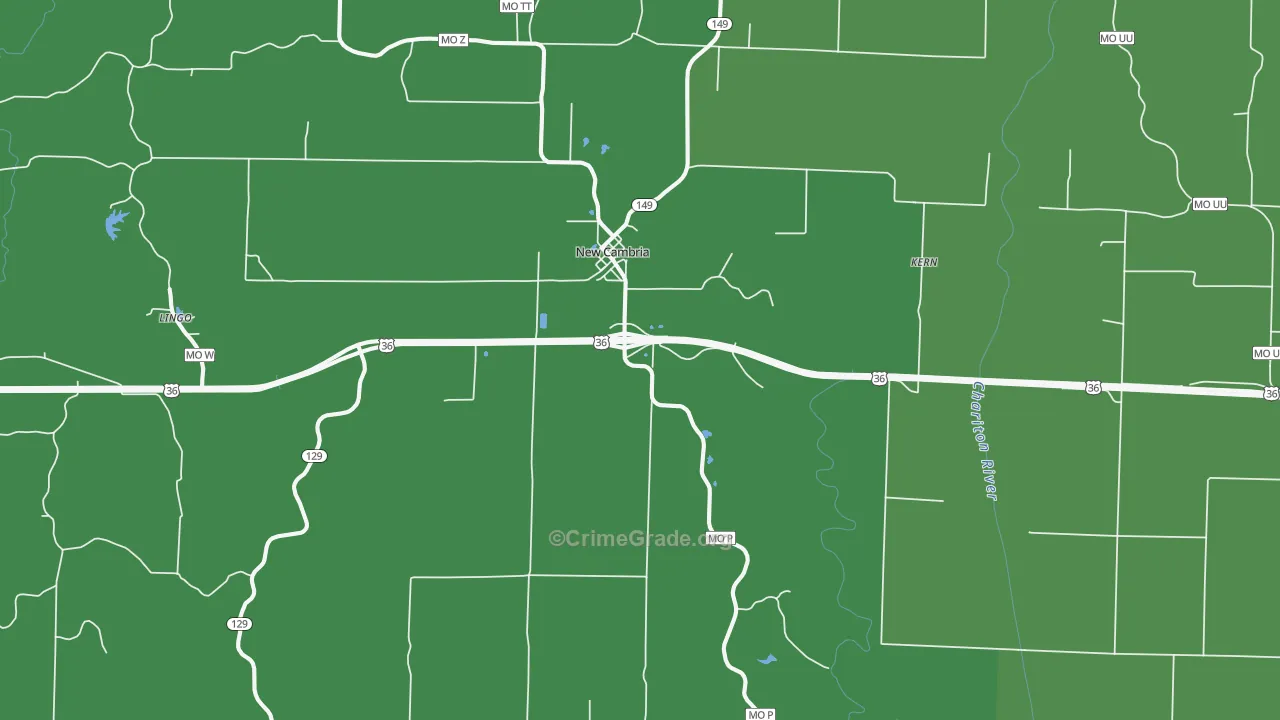 New Cambria, MO Map of Vehicle Theft Rates