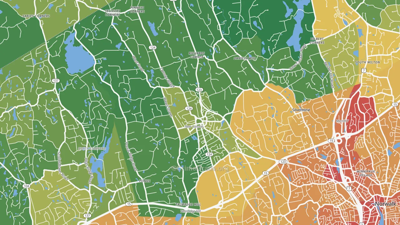 New Canaan, CT Map of Vehicle Theft Rates