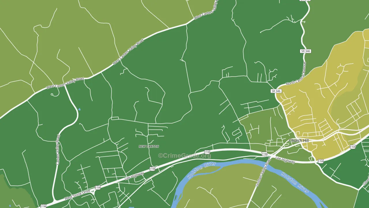 New Canton, TN Map of Vehicle Theft Rates
