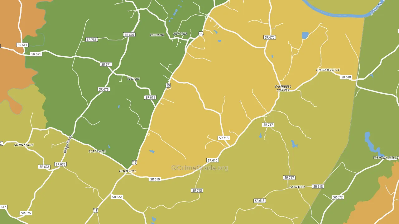 New Canton, VA Map of Vehicle Theft Rates
