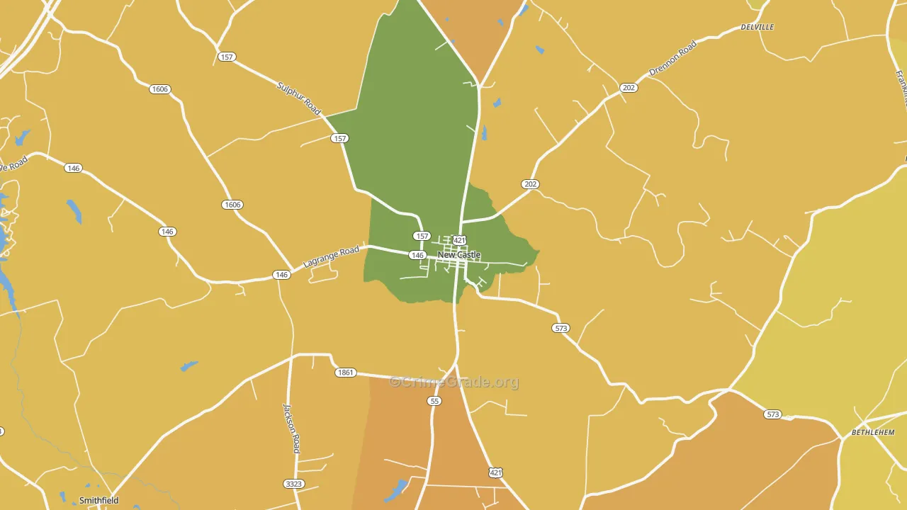 New Castle, KY Map of Vehicle Theft Rates
