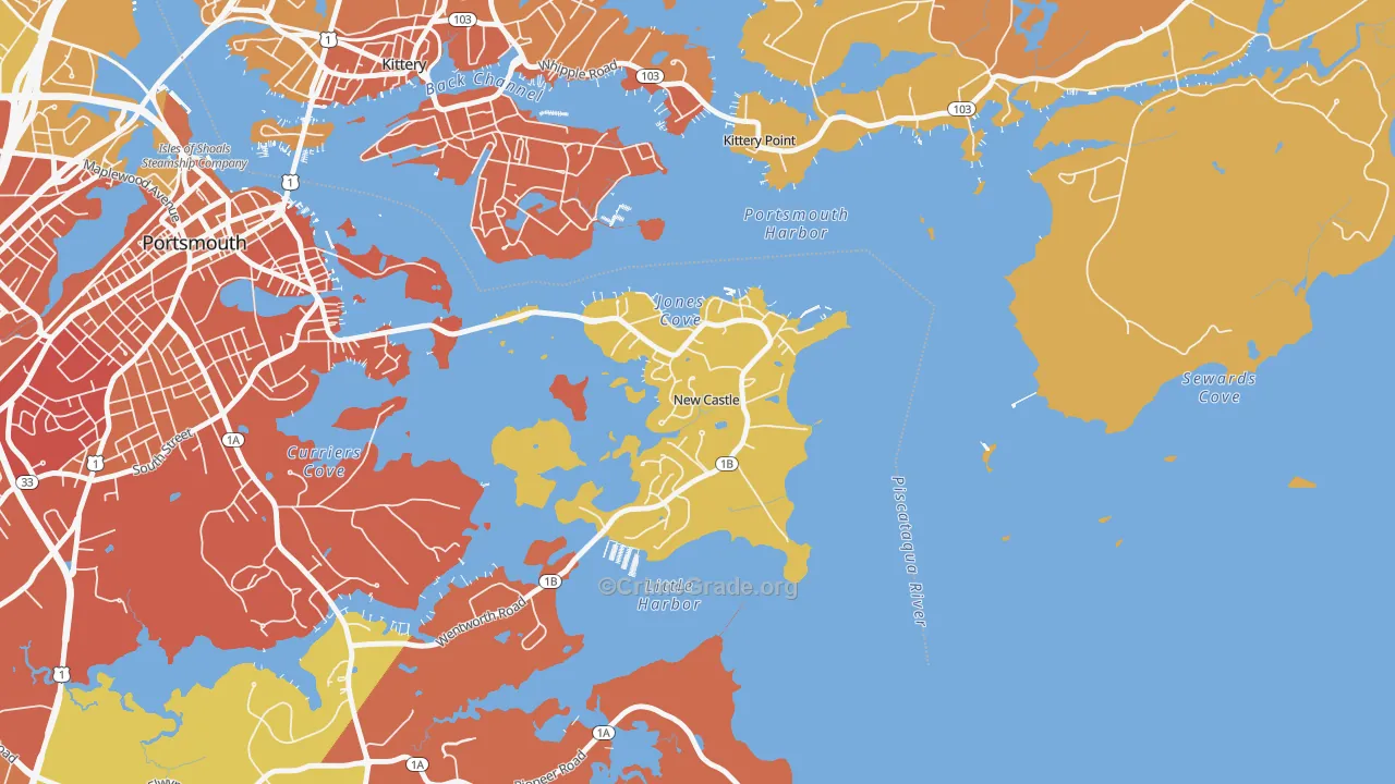 New Castle, NH Map of Vehicle Theft Rates