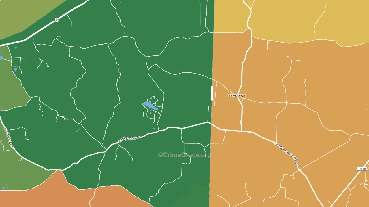 New Castle, TN Map of Vehicle Theft Rates