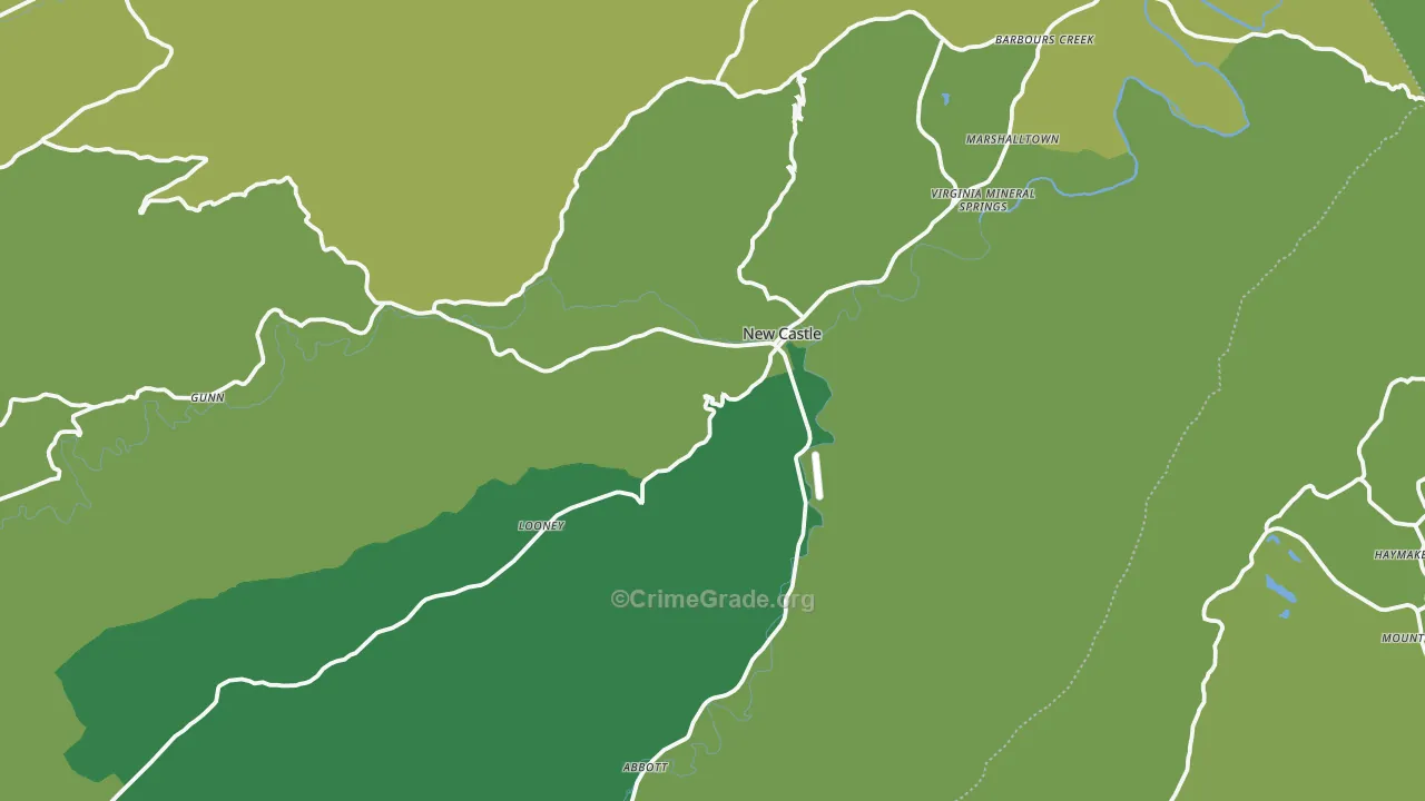 New Castle, VA Map of Vehicle Theft Rates