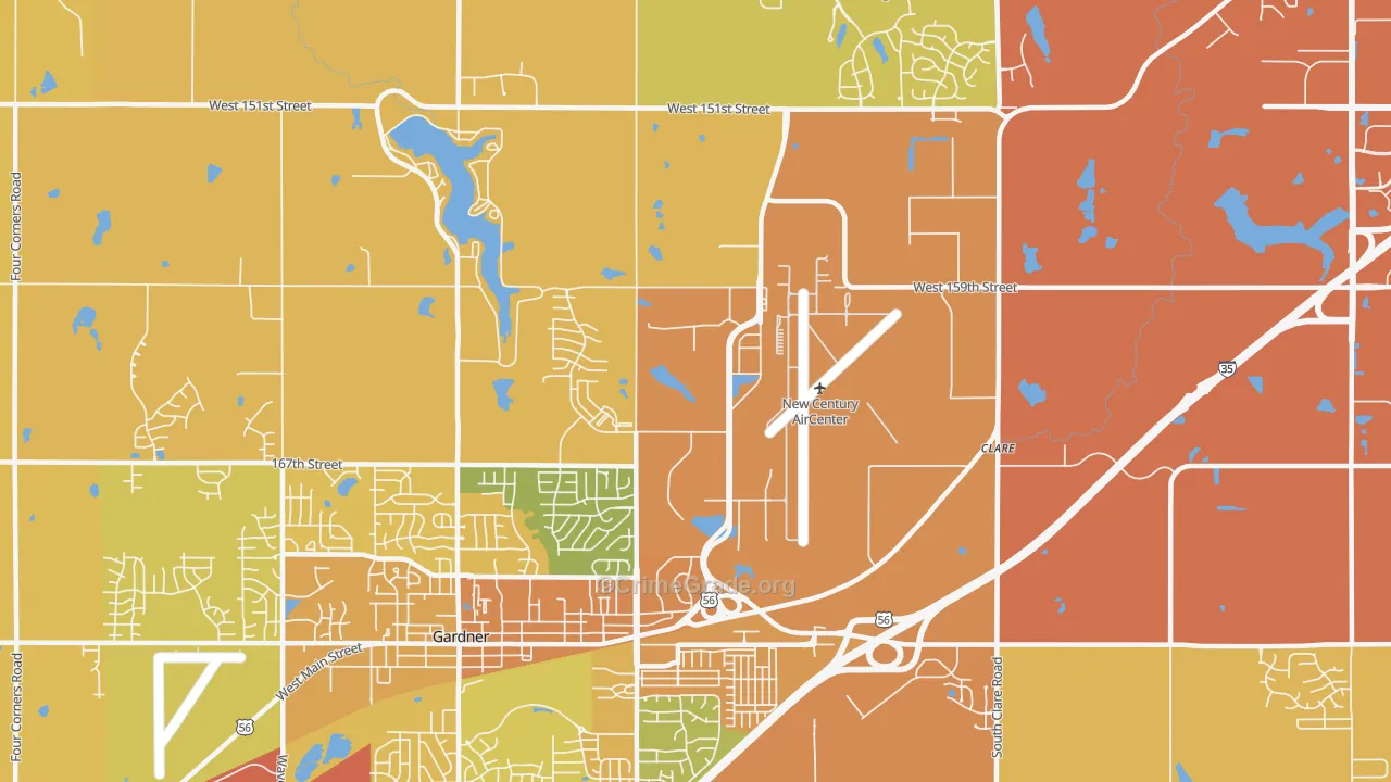 New Century, KS Map of Vehicle Theft Rates