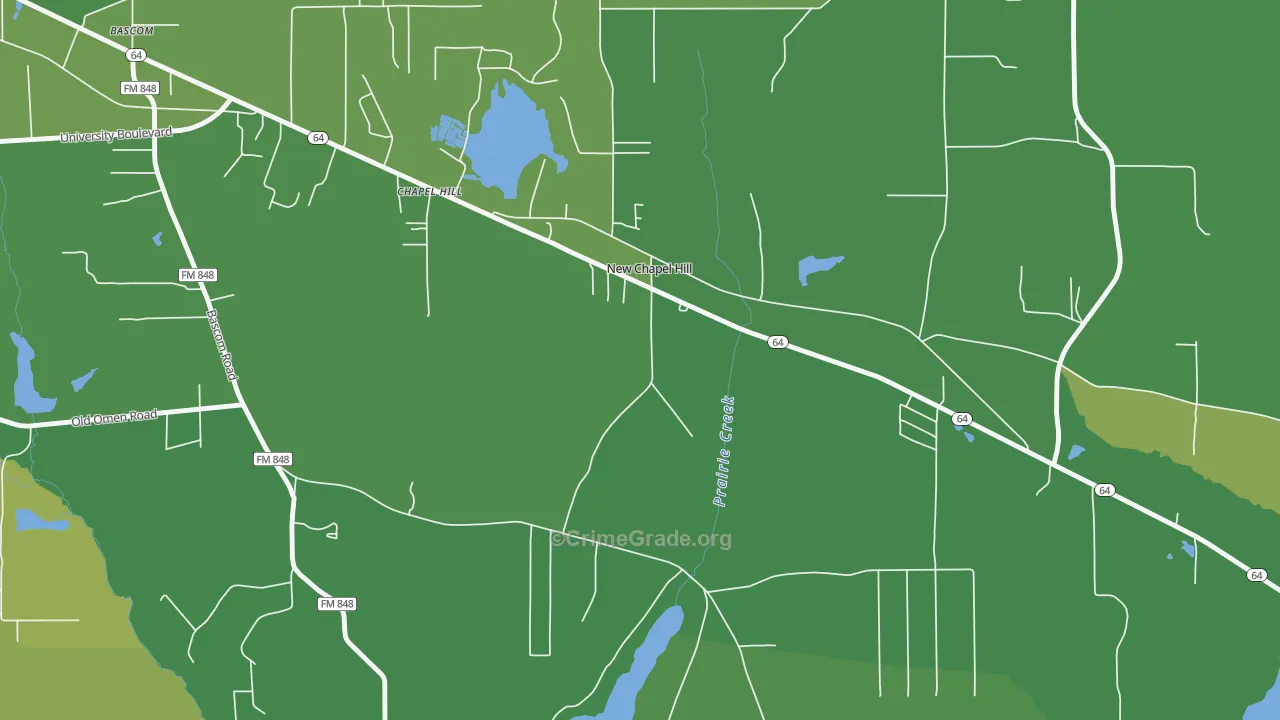 New Chapel Hill, TX Map of Vehicle Theft Rates