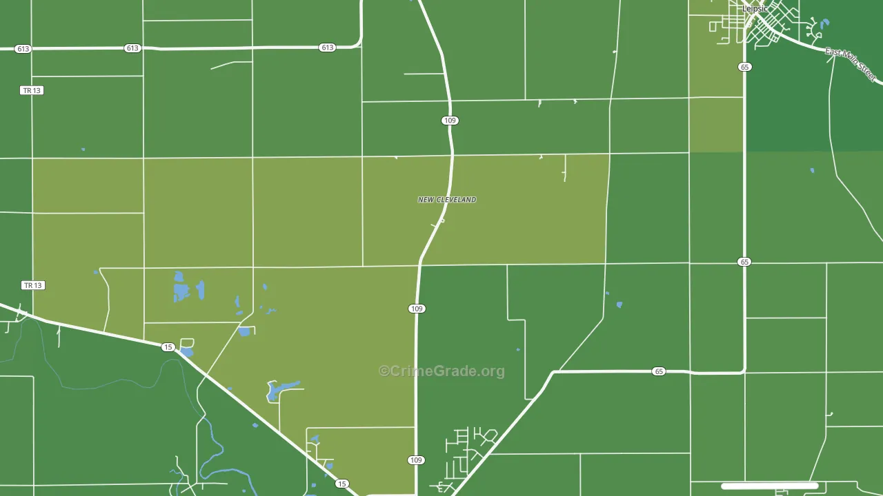 New Cleveland, OH Map of Vehicle Theft Rates