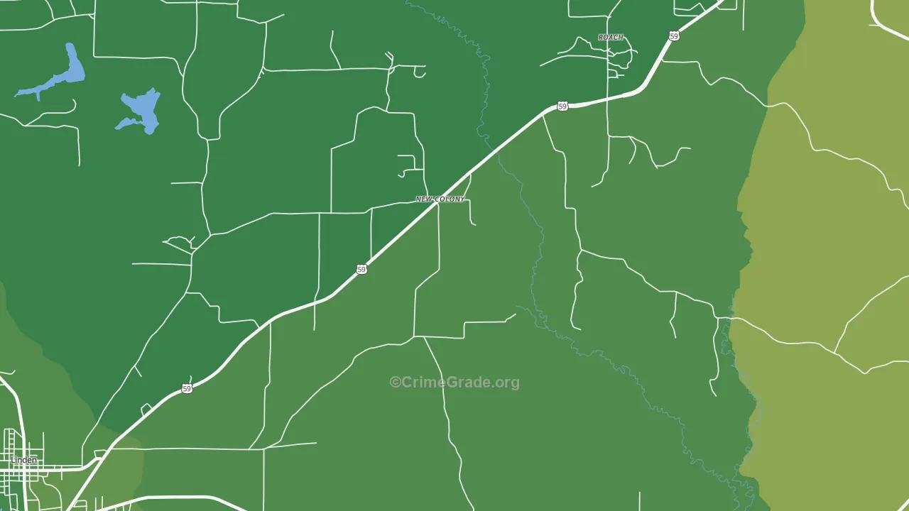 New Colony, TX Map of Vehicle Theft Rates