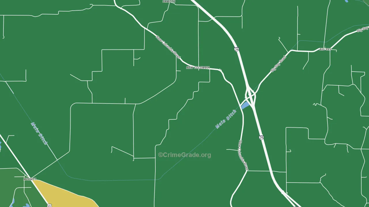 New Columbia, IL Map of Vehicle Theft Rates