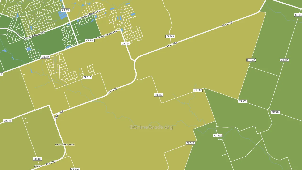New Corn Hill, TX Map of Vehicle Theft Rates