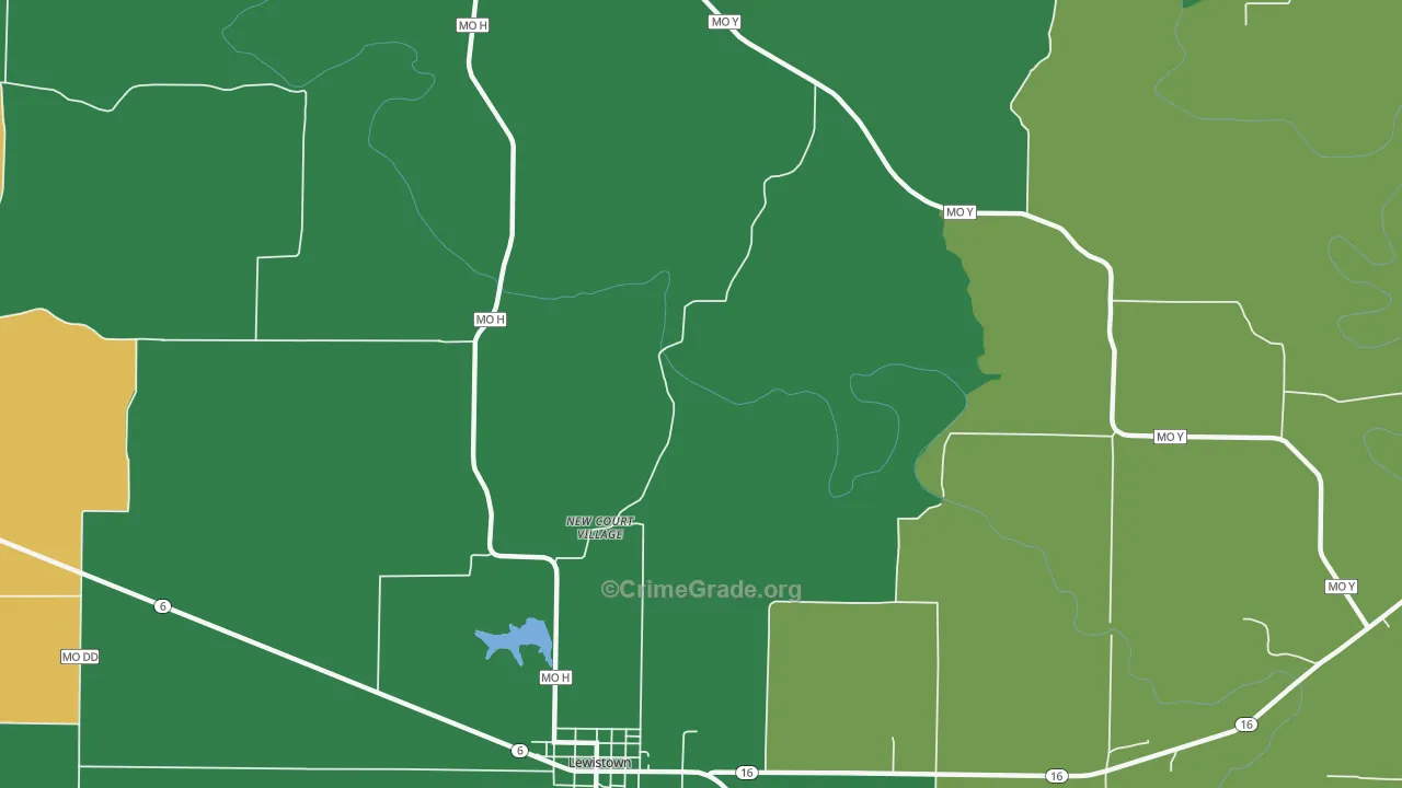 New Court Village, MO Map of Vehicle Theft Rates