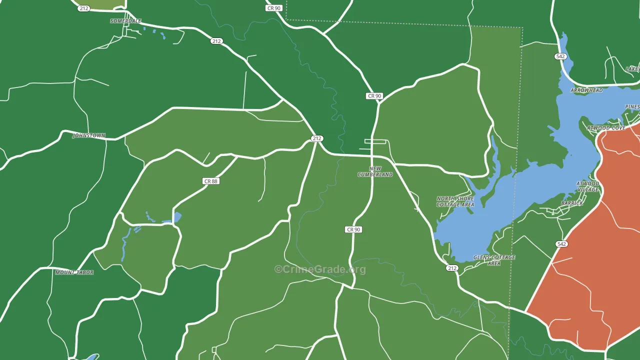 New Cumberland, OH Map of Vehicle Theft Rates
