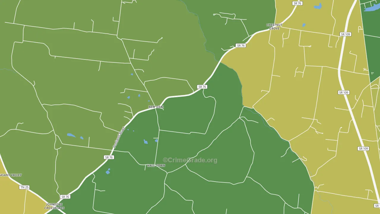 New Deal, TN Map of Vehicle Theft Rates