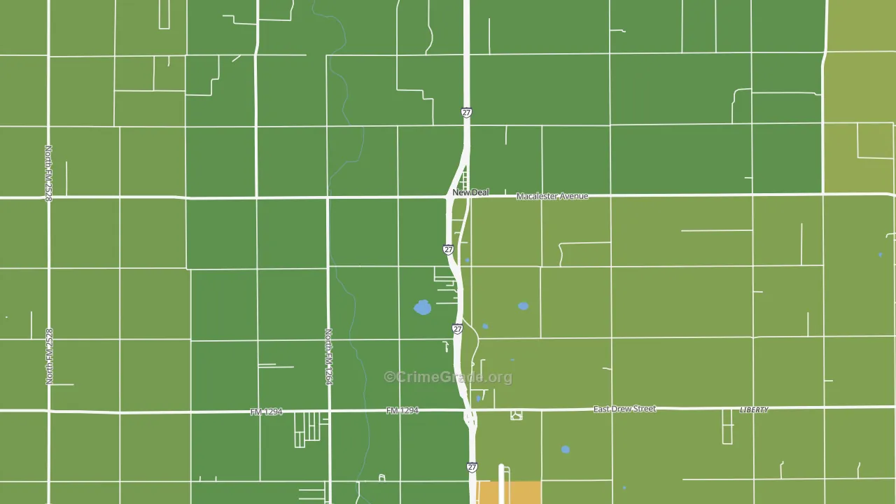 New Deal, TX Map of Vehicle Theft Rates